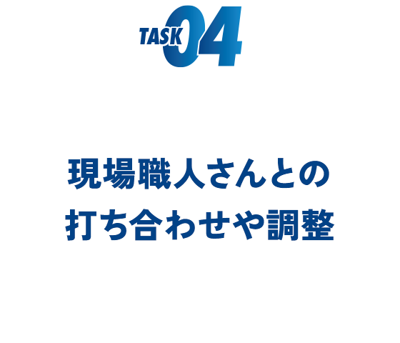 現場職人さんとの打ち合わせや調整